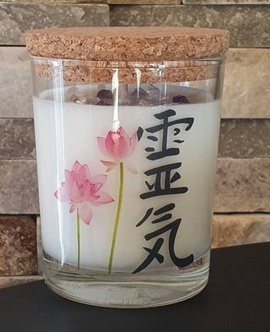 Bougie artisanale Reiki Fleur de Lotus parfumée Odyssée Japonaise